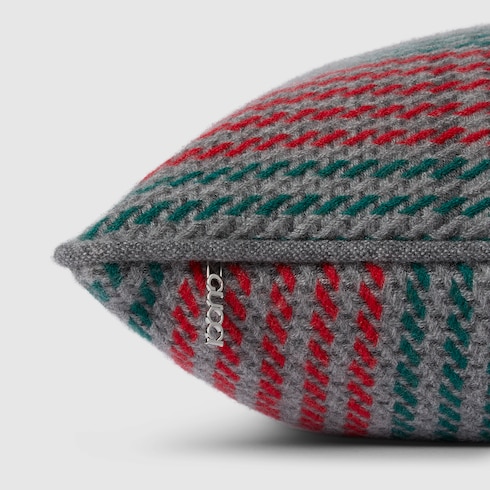Cojín jacquard de cashmere con tribanda Web 