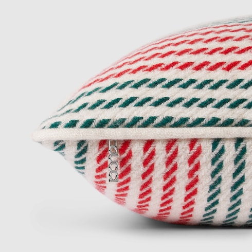 Coussin en jacquard de cachemire avec détail bande Web
