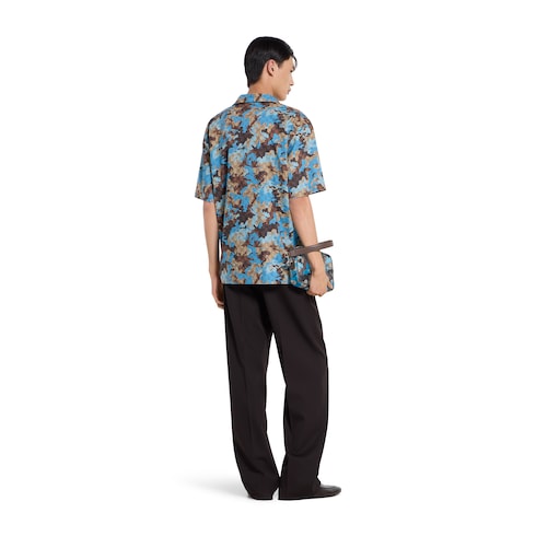 Printed cotton poplin bowling shirt