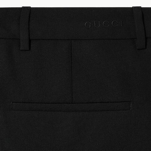 Wool gabardine pant with embroidery