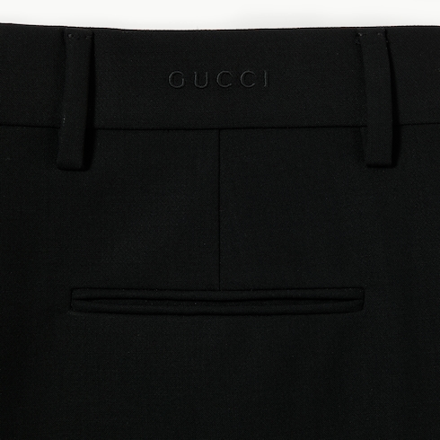 Wool crêpe pants with embroidery