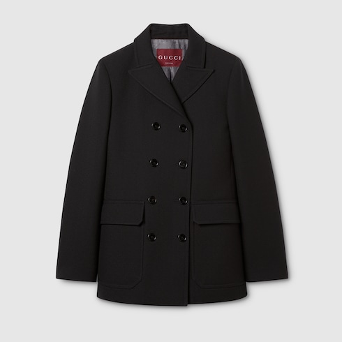 Double-breasted wool sablé caban