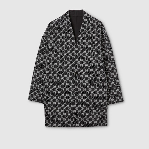 Reversible silk wool coat