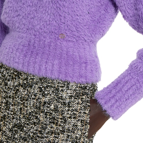 Pull en mélange de laine mohair brossée 