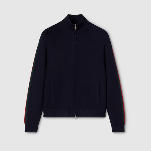 Chaqueta con cremallera de punto lana tejido