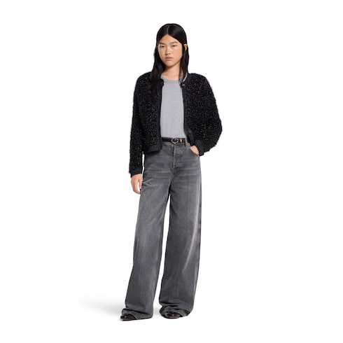 Cardigan aus glänzender, grober Wolle 