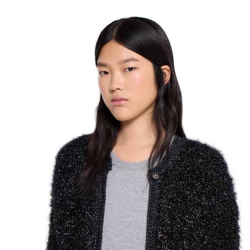 Cardigan in lana spessa lucida 