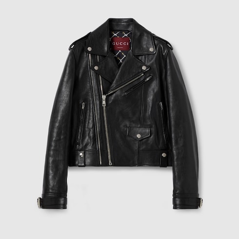 Veste en cuir brillant lisse 