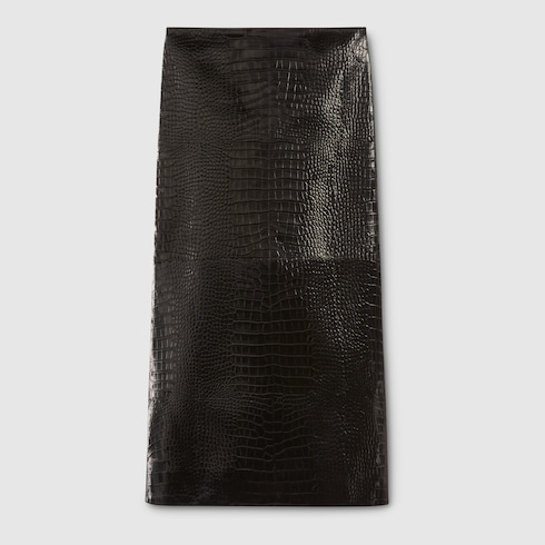 Velvet effect leather midi skirt 