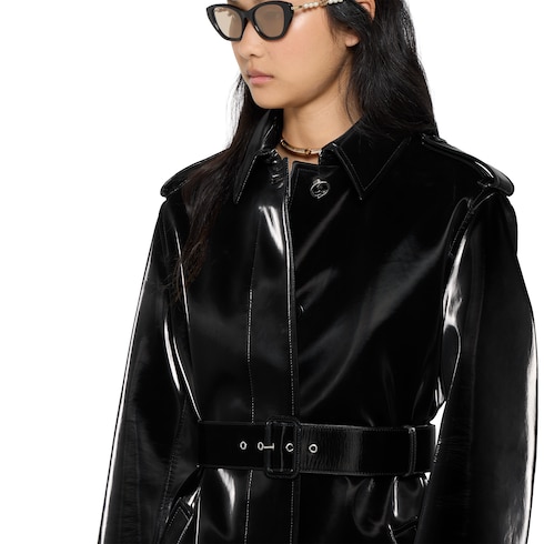 Trench en cuir effet velours