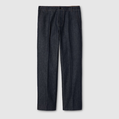 Pantalon en denim de coton avec empiècements GG