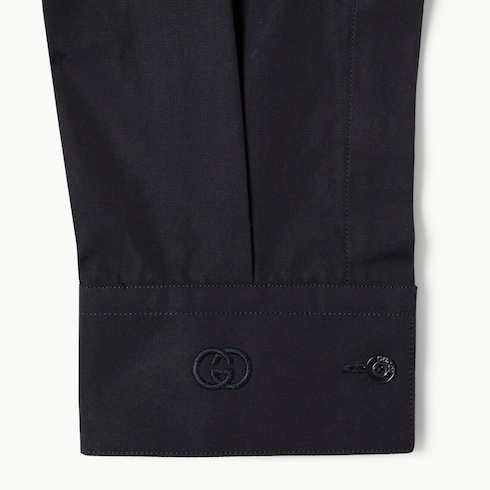 Piece dyed poplin shirt with embroidery