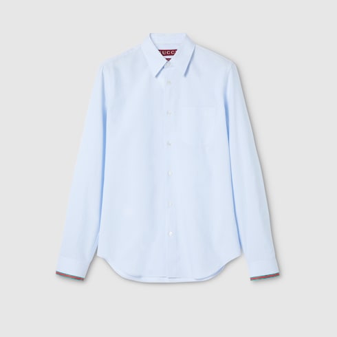 Camisa de algodón a rayas con tribanda Web