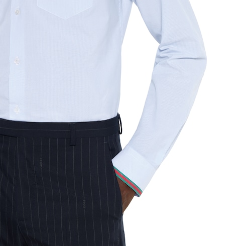 Camicia in cotone a righe con Web