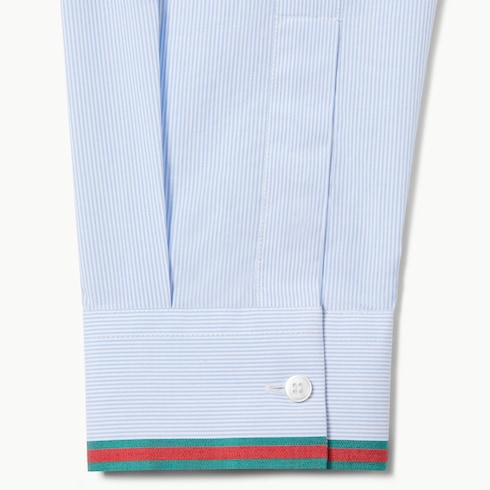 Camisa de algodón a rayas con tribanda Web