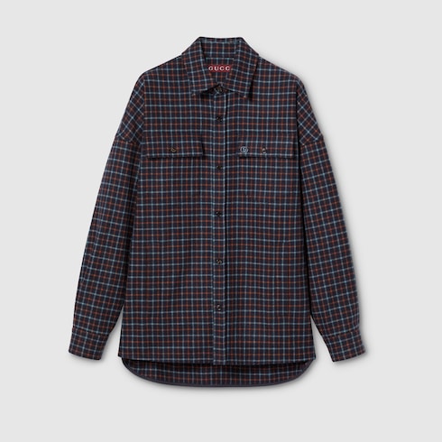 Brushed check wool shirt