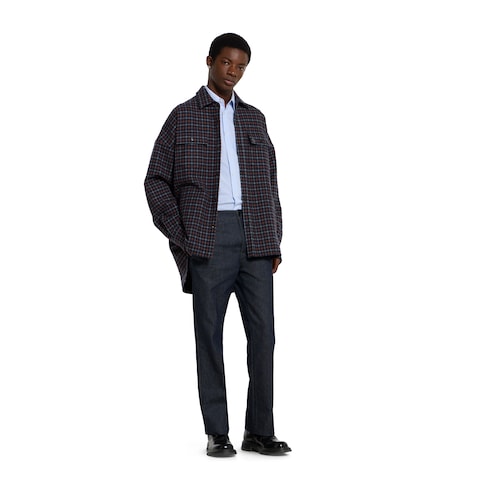 Chemise en laine brossée à carreaux