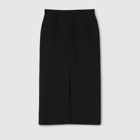 Wool crêpe skirt with Gucci detail
