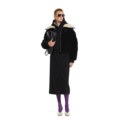 Rock aus Woll-Crêpe mit Gucci Detail