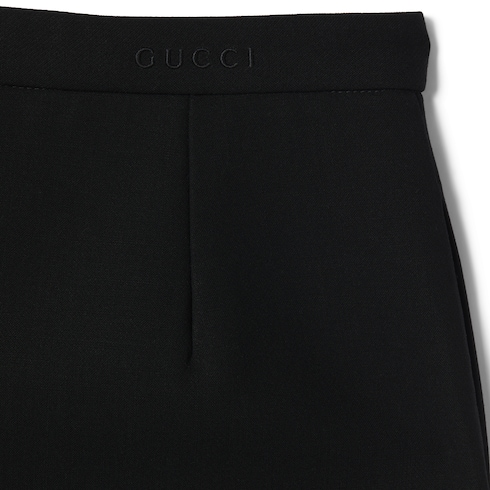 Rock aus Woll-Crêpe mit Gucci Detail