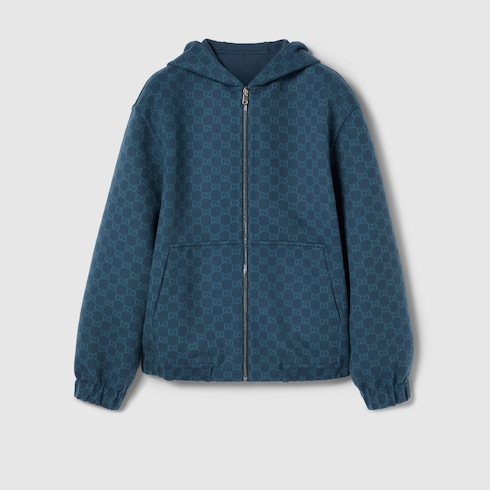 Reversible double wool zip jacket