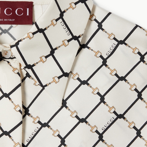 Camicia in twill di seta stampato