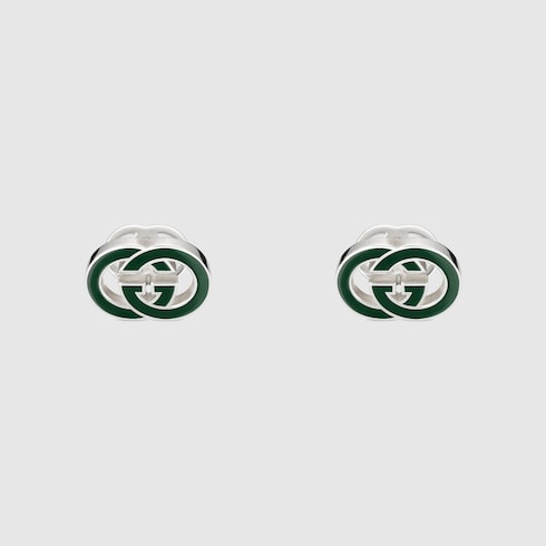 Gucci Interlocking系列珐琅袖扣
