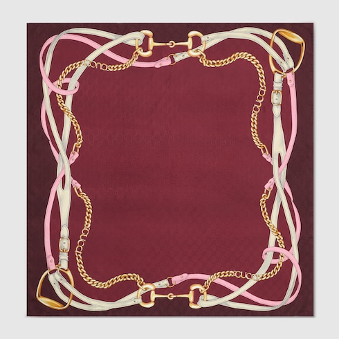 Pañuelo cuadrado jacquard seda estampado GG