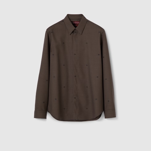  GG houndstooth wool jacquard shirt