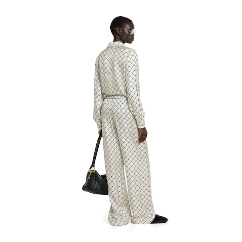 Pantalon en twill de soie imprimé