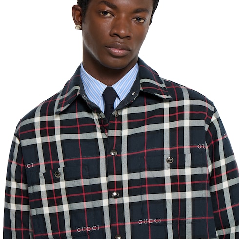 Camisa acolchada de jacquard tartán algodón