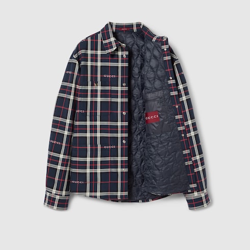 Tartan cotton jacquard padded shirt