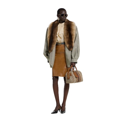 Silk twill shirt with ruffle trim