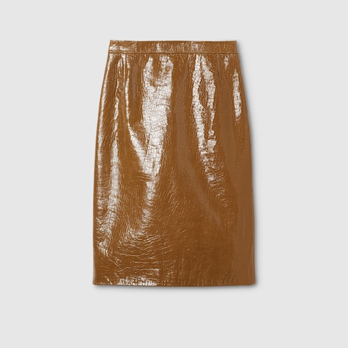 Falda midi de piel brillante 