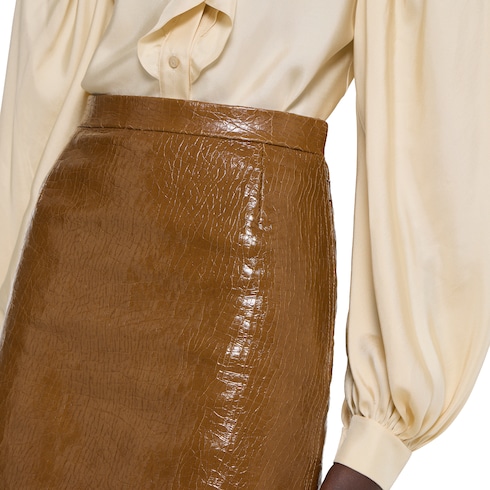 Shiny leather midi skirt 