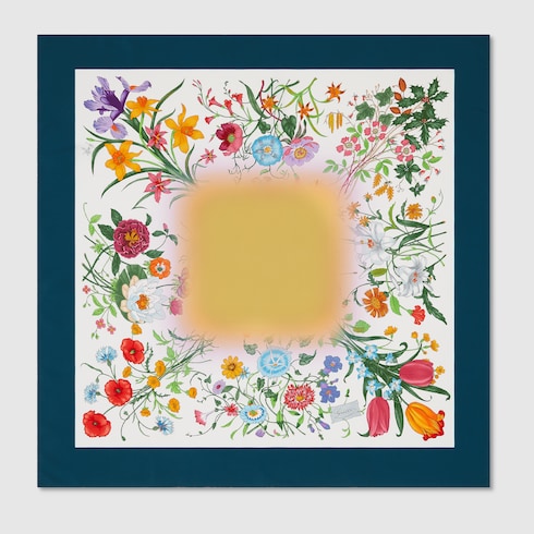 Pañuelo cuadrado seda motivo proyecto 90 x 90