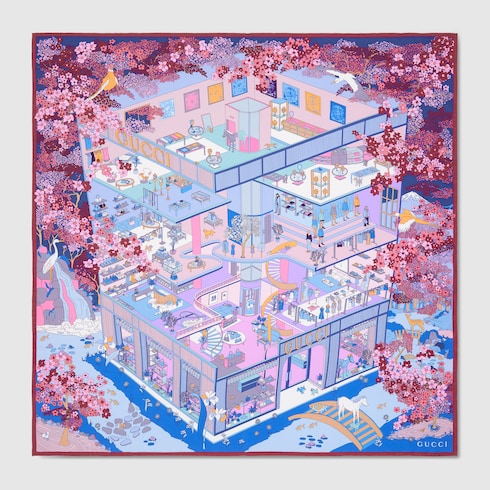 印花桑蚕丝斜纹方巾