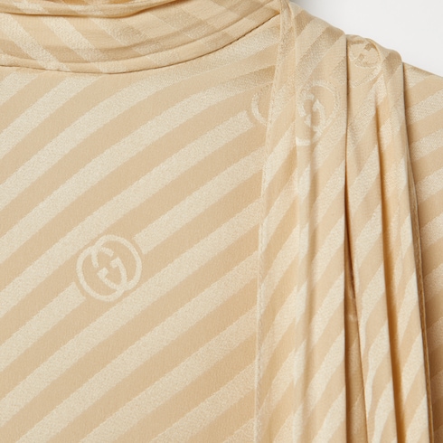 Kleid aus Seidenjacquard mit diagonalem GG Motiv