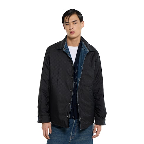 Wendbares, wattiertes Hemd aus Denim und Nylon