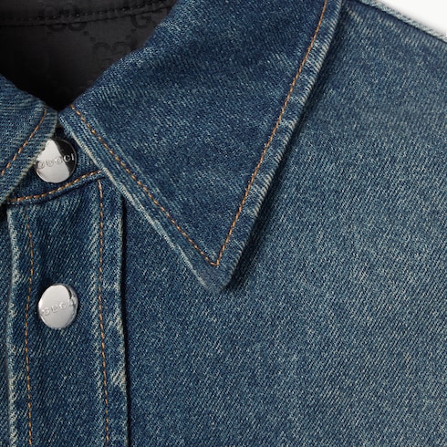 Camisa acolchada y reversible denim y nylon