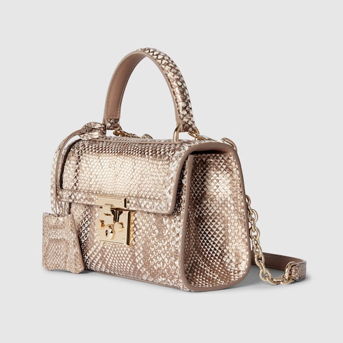 Kleine Padlock Henkeltasche aus Pythonleder