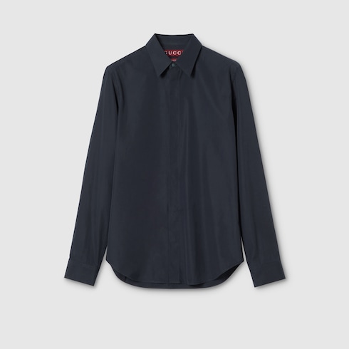 Piece dyed poplin shirt with embroidery