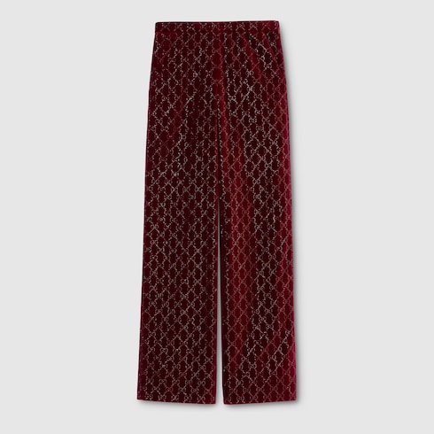 Embroidered cotton velvet trousers