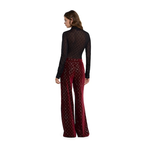 Embroidered cotton velvet trousers