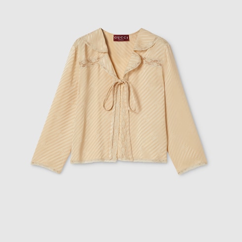 Camisa de jacquard de seda con GG en diagonal