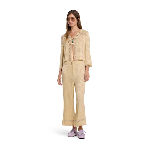 Camisa de jacquard de seda con GG en diagonal