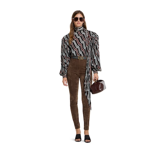 Printed silk twill shirt