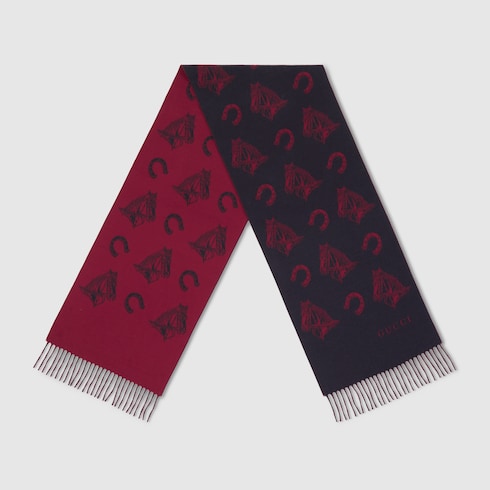 Silk wool equestrian jacquard scarf
