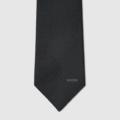Cravate en jacquard de soie à détail Mors Gucci