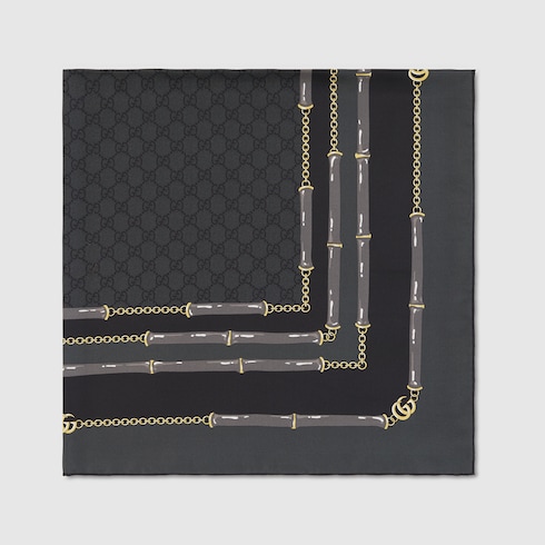 Vierecktuch aus GG Seidenjacquard mit Print